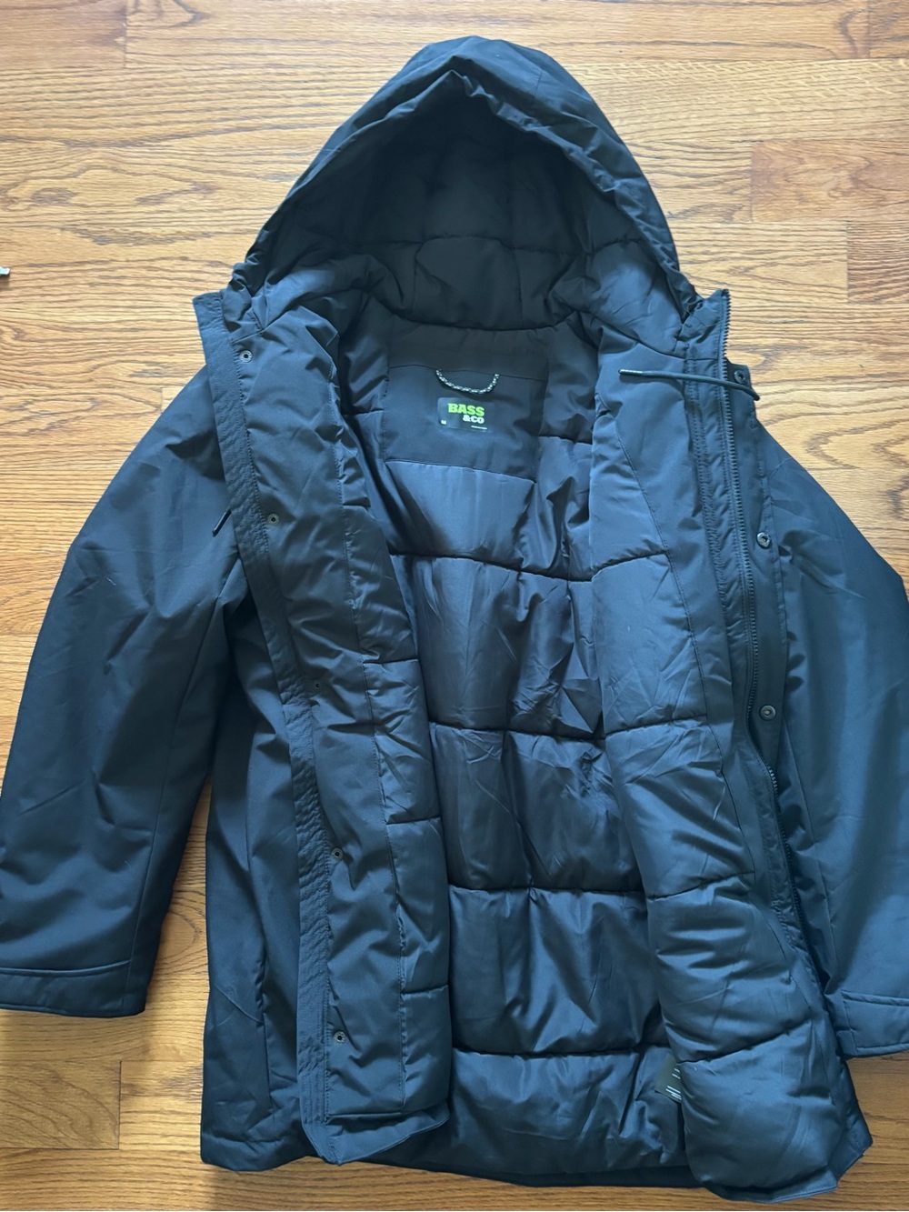 Bass Black Hooded Puffer Jacket